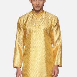 Sethukrishna Men Golden Ethnic Motifs Art Silk Kurta-picture-30