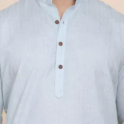 TAHVO Men Blue Thread Work Kurta image 4