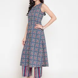 Sera Ethnic Motifs Printed V-Neck A-line Cotton Kurta image 3