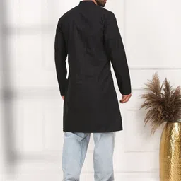 MIDAV Mandarin Collar Long Sleeves Thread Work A-Line Cotton Kurta image 5