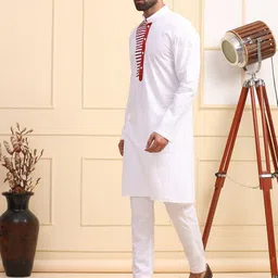 MIDAV Mandarin Collar Cotton Thread Work Kurta image 5