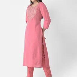 Span Thread Work Detailed Cotton Silk Straight Kurta image 4