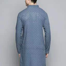 Jompers Men Mandarin Collar Embellished Cotton Kurta image 4