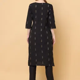 aayusika Geometric Woven Design Round Neck Thread Work Straight Kurta image 4