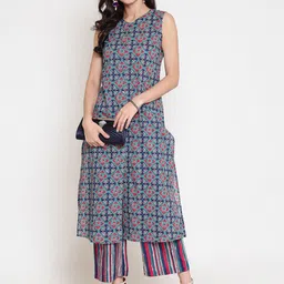 Sera Ethnic Motifs Printed V-Neck A-line Cotton Kurta image 5