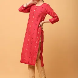 aayusika Paisley Woven Design Round Neck Straight Kurta image 5