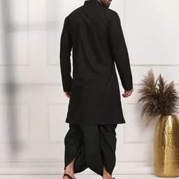 MIDAV Striped Thread Work Mandarin Collar Cotton Asymmetric A-Line kurta image 3