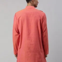 TATTVA Men Coral Angrakha Kurta image 5