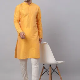 Jompers Men Mustard Yellow Mandarin Collar Kurta image 3