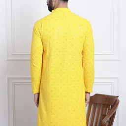 SOJANYA Ethnic Embroidered Sequined Pure Cotton Straight Kurta image 5