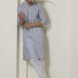 Satwaa Men Ethnic Motifs Printed Thread Work Kurta image 4