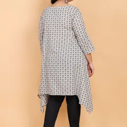 LastInch Women Grey Floral Printed Cotton Kurta image 2