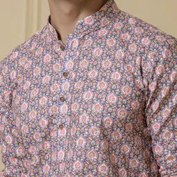 Satwaa Men Ethnic Motifs Printed Thread Work Kurta image 5