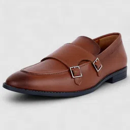louis stitch Tan Slipon Style Comfortable Monk Strap Shoes for Men (RGFM) - Size UK 8 Monk Strap For Men image 3