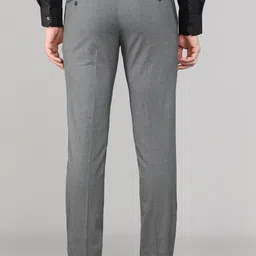 van heusen Men Slim Fit Grey Polyester Trousers image 4