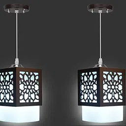orab Wooden Square Flower Design hanging lamp (Set of 1),bulb not included Chandelier Ceiling Lamp-picture-26