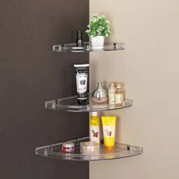 istar Multipurpose Use Unbreakable Corner Storage(8 Inch,10 Inch,12 Inch) Plastic, Crystal Wall Shelf image 2