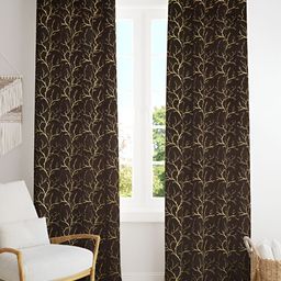 Aura Coffee Brown & Gold Toned 2 Pieces Printed Velvet Room Darkening Long Door Curtains-picture-1