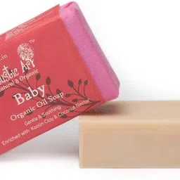rustic art Organic Baby Soap |Handmade|Cold Processed|With Coconut Nectar & Coconut Milk|Lavender & Turmeric|Pack of image 2