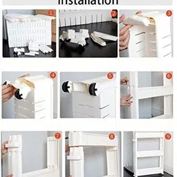 nabhu Floor standing slim storage Plastic Kitchen Trolley image 5