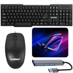Henture By Prodot Keyboard & Mouse Combo with Aluminum Hub and Mouse Pad Combo Set-picture-10