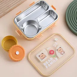 pretty pearl Bento Box: 3-Compartment Thermal Lunchbox for Kids & Adults 3 Containers Lunch Box image 4