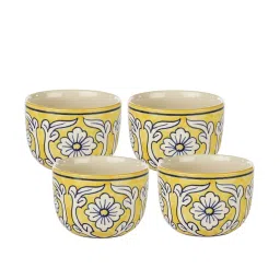 Manohar Yellow & White 300ml (Set of 4) Ceramic Dinner Bowl by Vareesha image 4