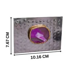 home arte Metal Tissue Holder with Agate for Dining Table Pink image 2