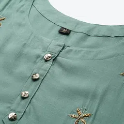 HIGHLIGHT FASHION EXPORT Women Green Ethnic Motifs Embellished Kurta image 5
