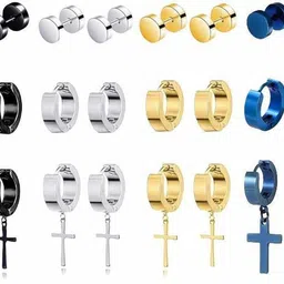 vien Mens Earring & Women Earring Fashion Multi jewellery Valentine Platinum Black Blue Golden Silver Metal Stud Earring-picture-23