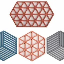 olwick 4 PCS Silicone Trivet Mats Heat Resistant Bowl Mats Dish Mats Non-Slip Pot Holders for Home Kitchen Dining Table Decoration(1 Pcs Large & 3 Pcs Small Random Pattern & Color) TPR Trivet-picture-14