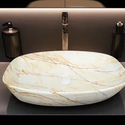 delta Big Size Premium Designer Ceramic Wash Basin(M63) with Waste Pipe & Coupling set (24*15*5)(M63) Matt Table Top Basin image 2