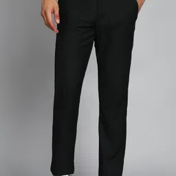 allen solly Men Slim Fit Black Cotton Blend Trousers-picture-12