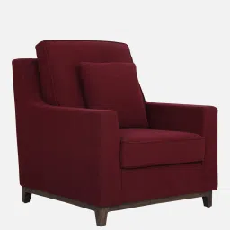 woodsworth from pepperfry Diego Fabric 1 Seater Sofa In Garnet Red Colour image 4