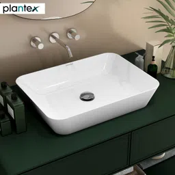 plantex Ceramic Wash Basin/Washbasin for Bathroom/Rectangle Tabletop Basin/ Hand Wash Basin for Home/Office/Hotel – (NCTT-338) Counter Top image 1
