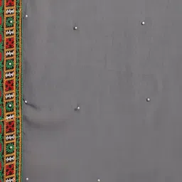 SERONA FABRICS Navy Blue & Pink Embellished Kutchi Embroidery Pure Georgette Half and Half Saree image 4