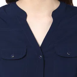 harpa Casual Regular Sleeves Solid Women Dark Blue Top image 4