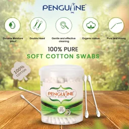 penguine Cotton Ear Buds/Cotton Swabs with Paper Stem (100 Sticks - Pack of 1) image 2