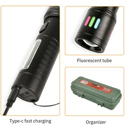 regals choice Tactical Rechargeable Flashlight – Type-C USB Lithium Battery 3 hrs Torch Emergency Light image 4