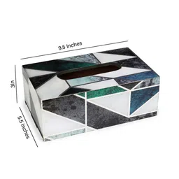 the home co. Shades Of Green & Gold MDF Wood New Mosaic Tissue Box image 5