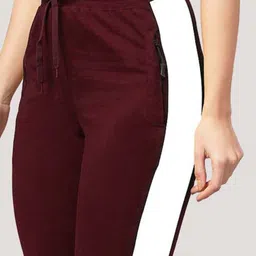 maniac Women Colorblock Maroon Track Pants image 4