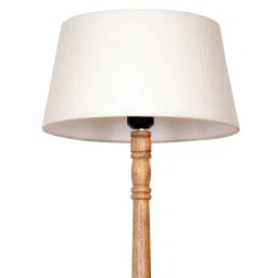 homesake Mid Century Modern Floor Wooden Lamp with Fabric Lampshade, White image 4