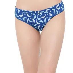 clovia Women's Cotton Low Waist Outer Elastic Bikini Panty - Blue image 1