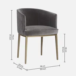 casacraft from pepperfry Clara Velvet Arm Chair In Dark Grey Colour image 2