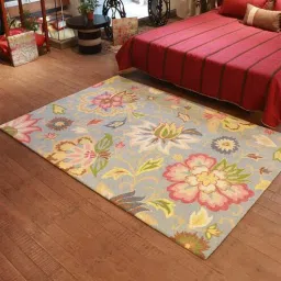 Multicolor Floral Wool 5 ft x 7 ft Hand Tufted Carpet by Zeba-picture-33