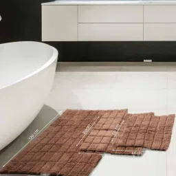 maspar Brown Solid Cotton 28x47 Inches Anti Skid Bath Mat image 5