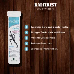 HealthBest KalciBest Calcium with Vitamin D3 Effervescent Tablets (400 IU) Bone Support Orange Flavor 20 Tablets image 5