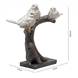 casacraft from pepperfry Ashnam Decorative Bird Showpiece Standing On Tree - White & Brown, 26.6cm image 5