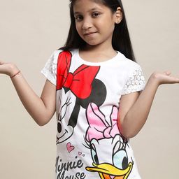 Kids Ville Girls Mickey & Friends Printed Pure Cotton Tshirt-picture-3