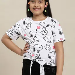Kids Ville Girls Peanuts Printed Pure Cotton Relaxed Fit T-Shirt-picture-43